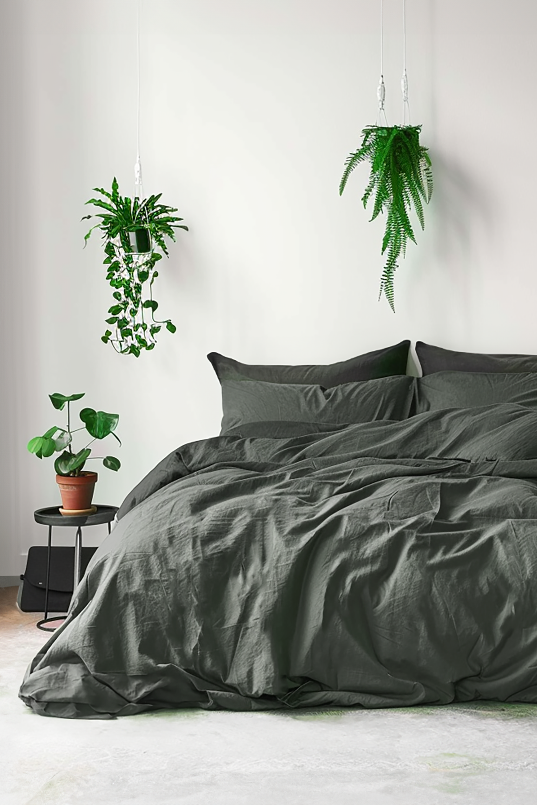Housse de couette vert foncé