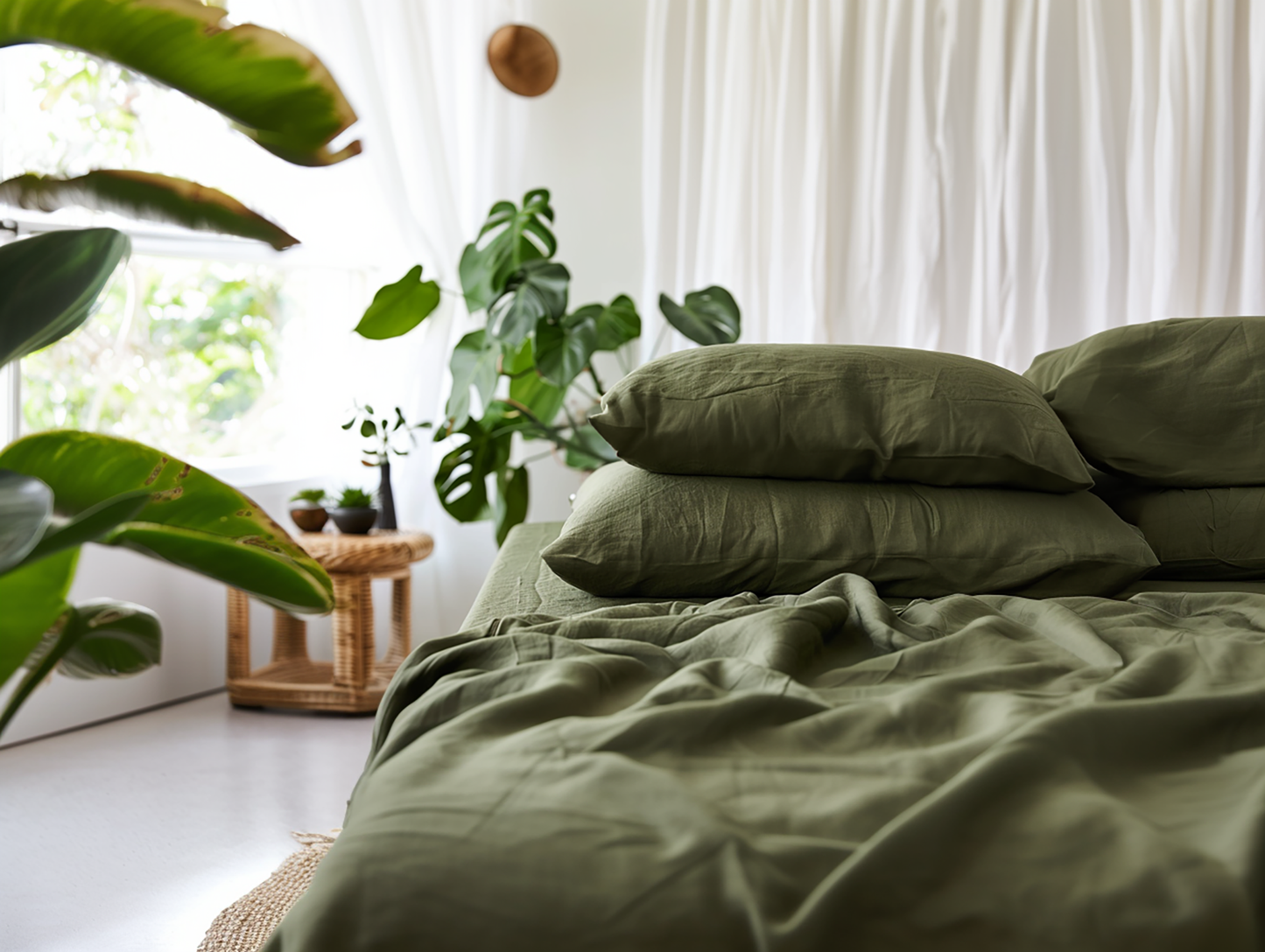 Drap plat olive foncé