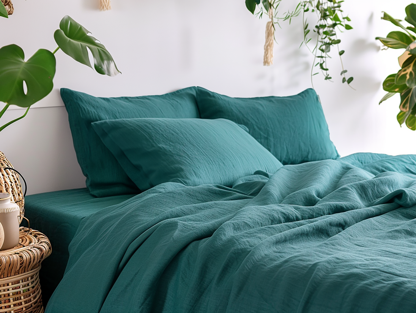 Teal fitted sheet