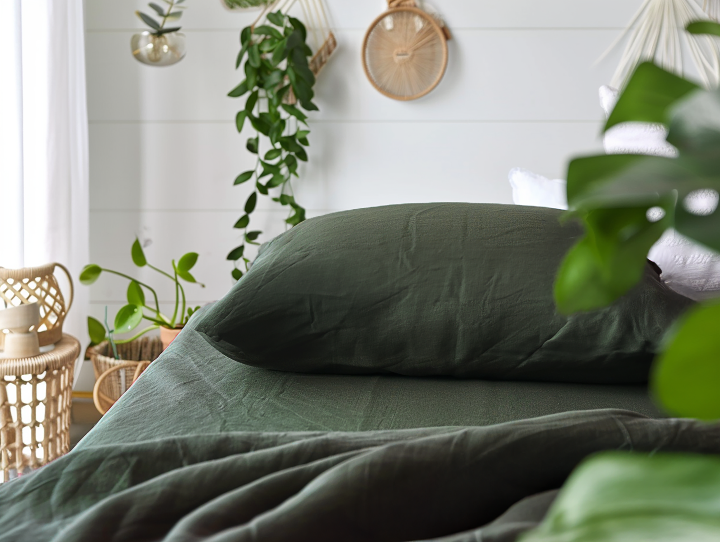 Ensemble de draps vert foncé