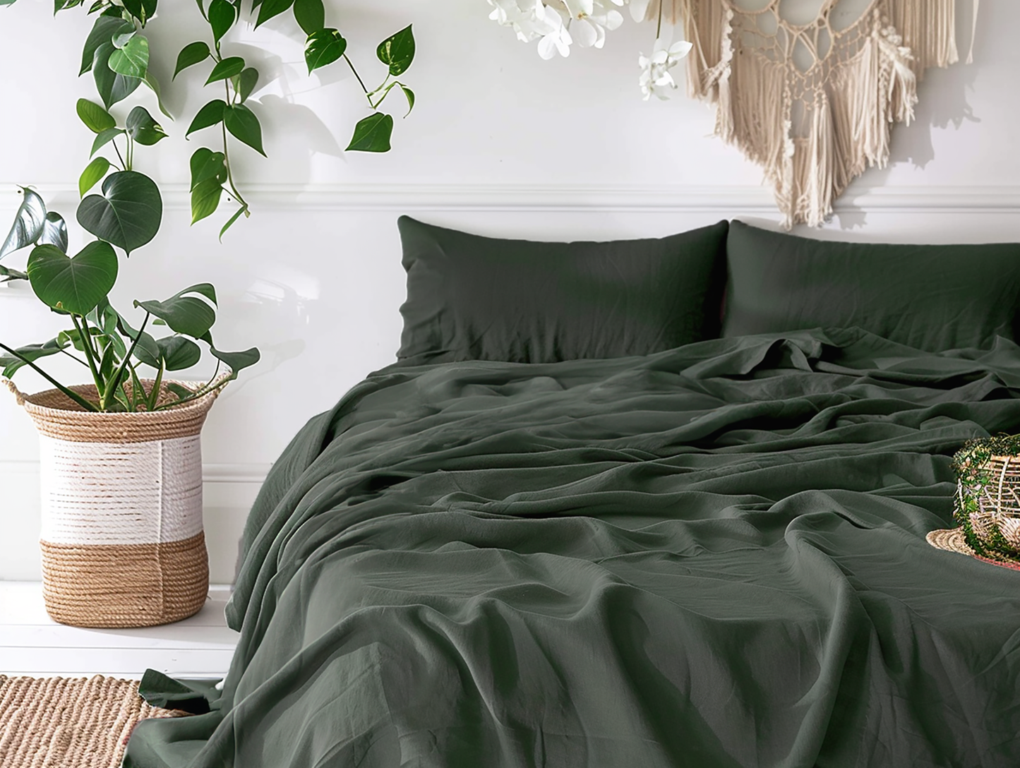 Ensemble de draps vert foncé