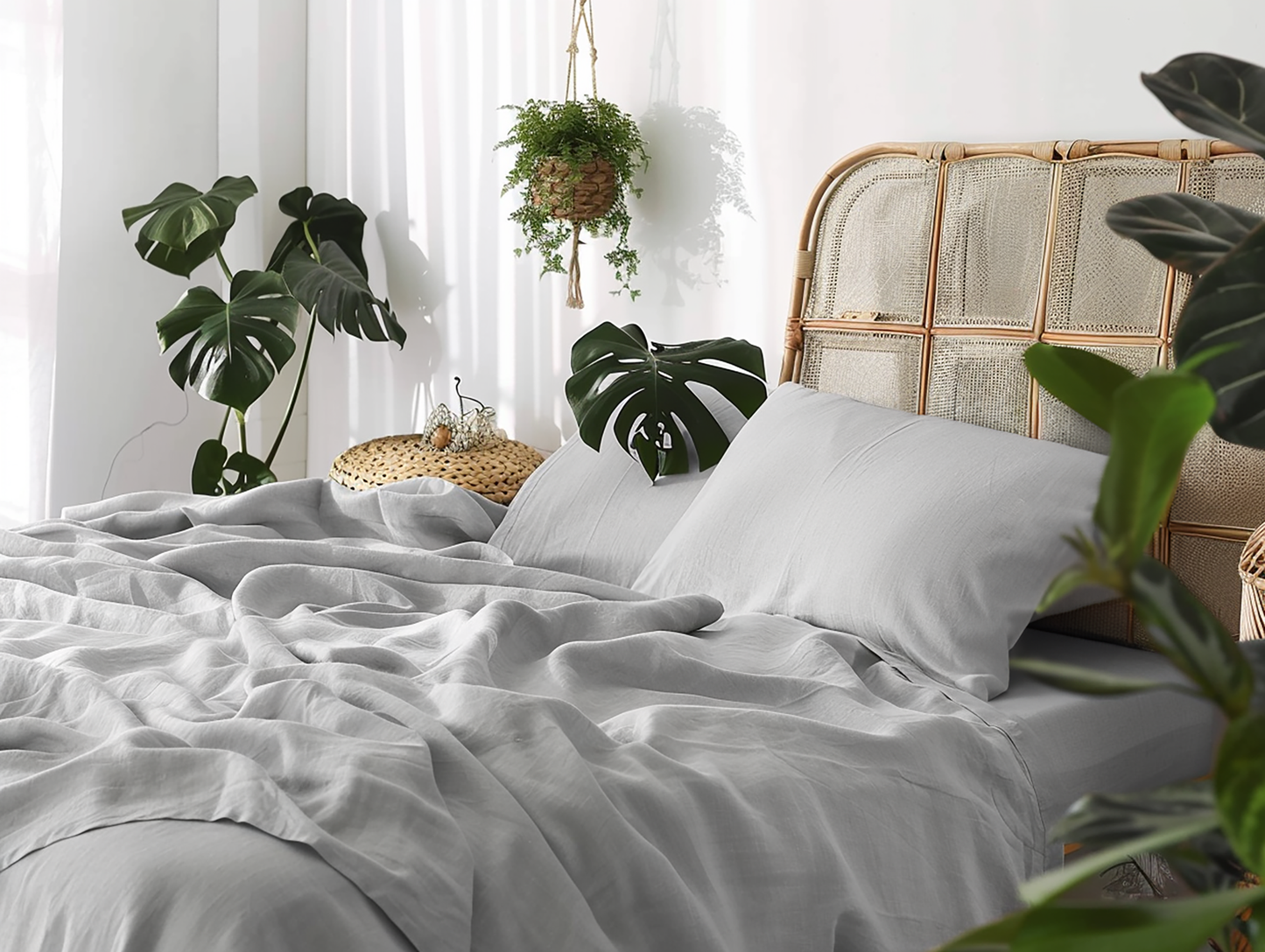 Ensemble de draps gris clair