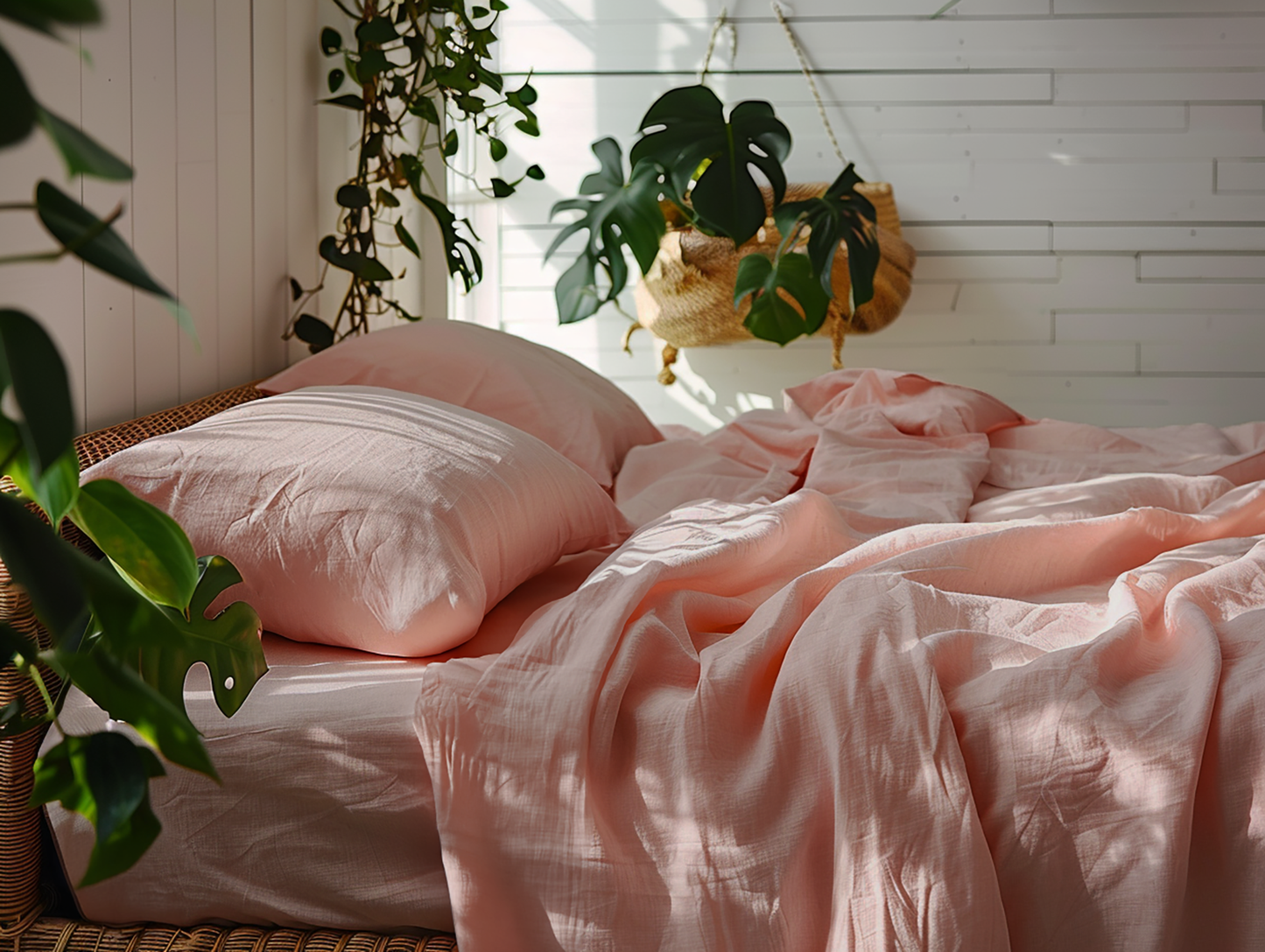Peach fitted sheet