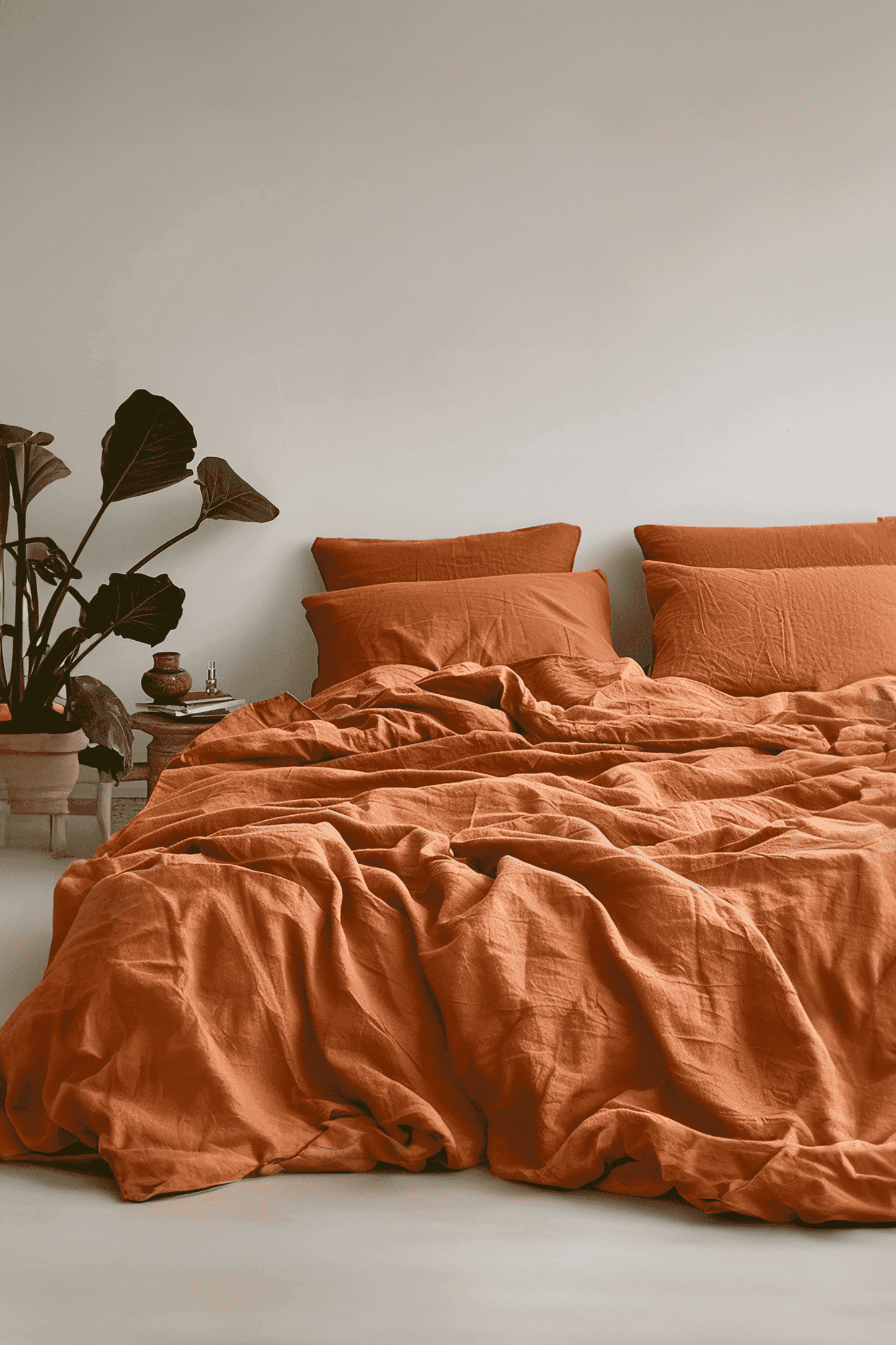 Rust linen pillowcase