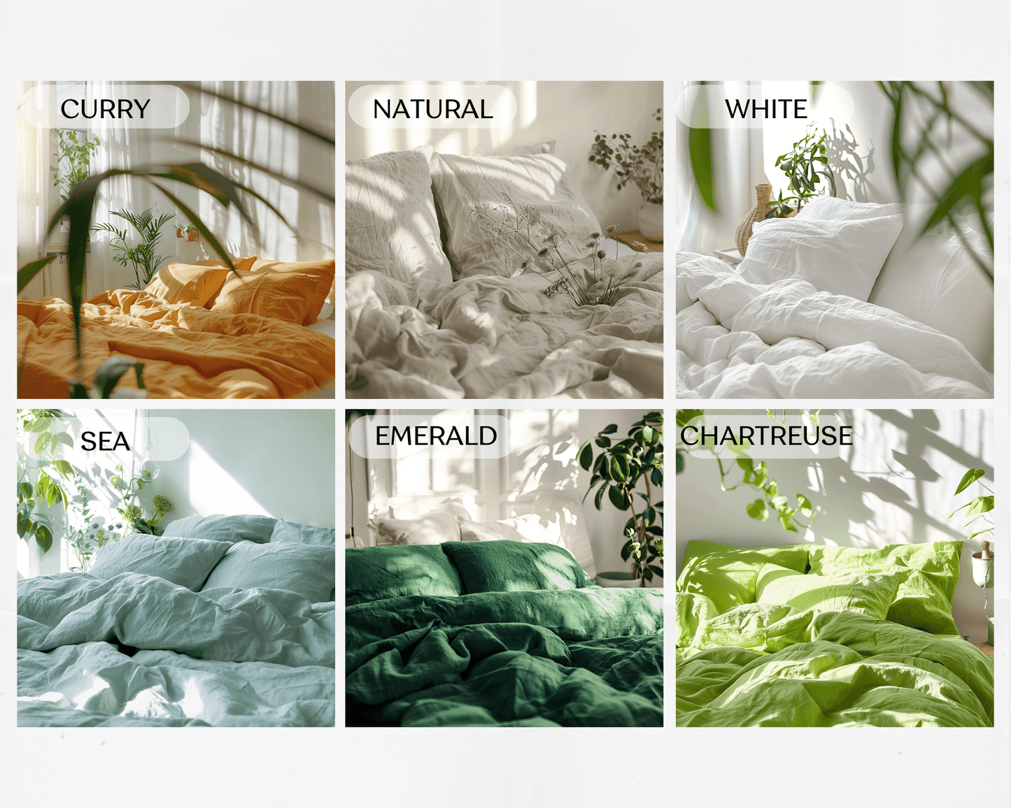 Curry linen duvet cover and 2 pillow covers