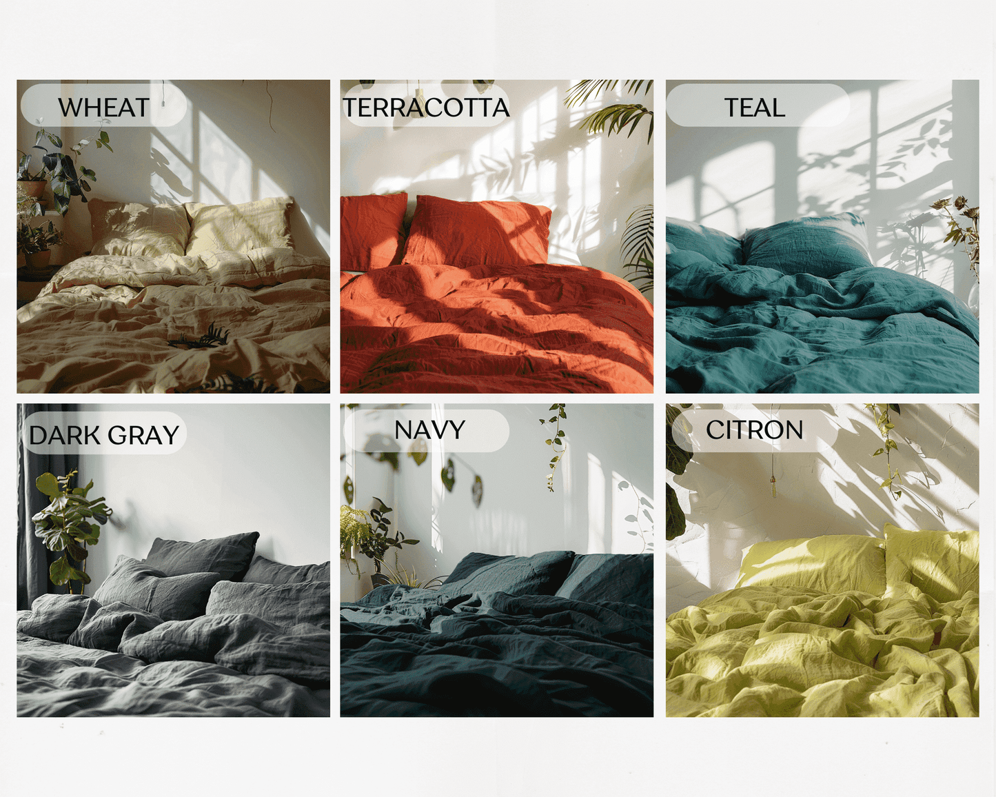 Curry linen duvet cover and 2 pillow covers