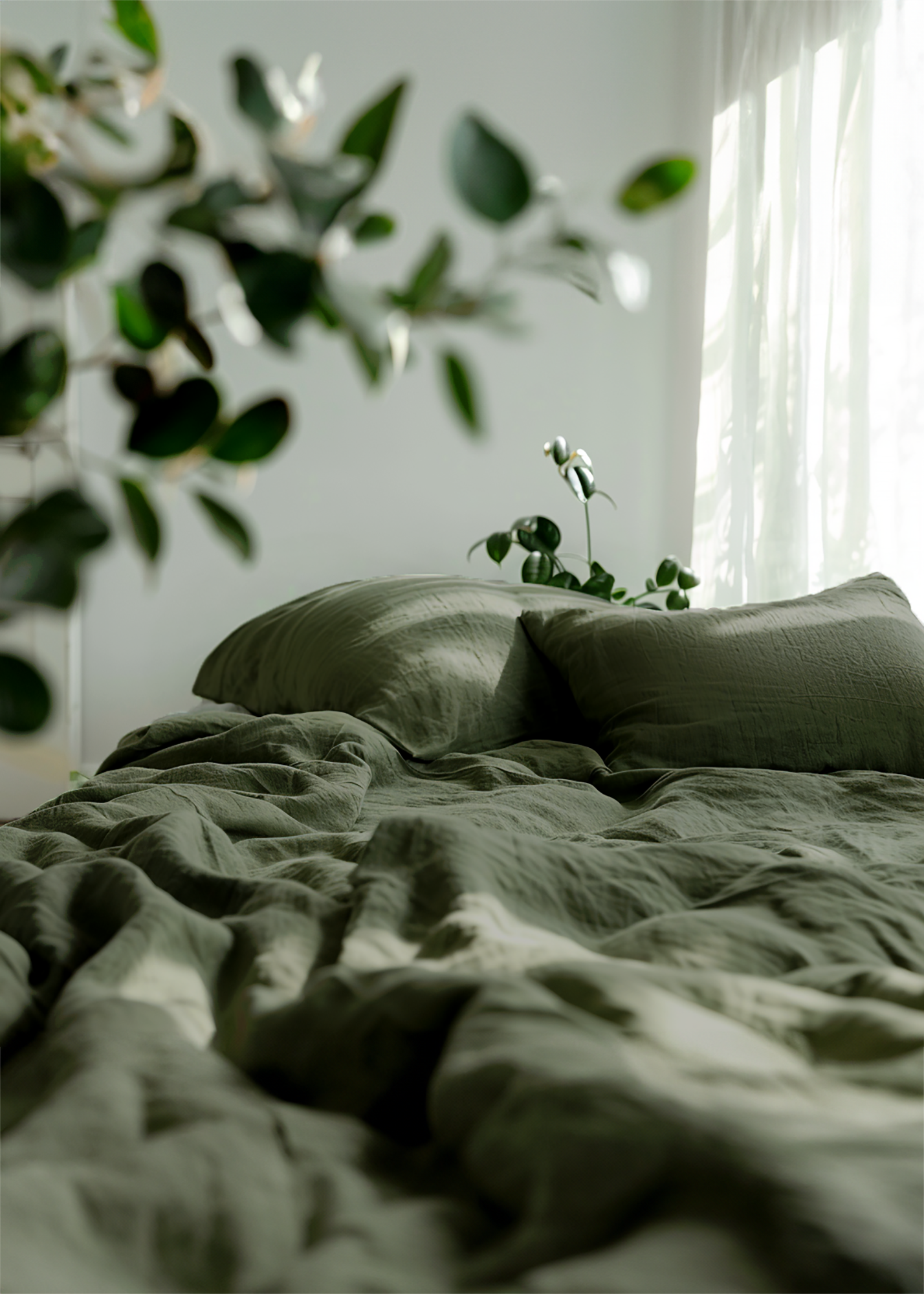 Couvre-lit olive foncé