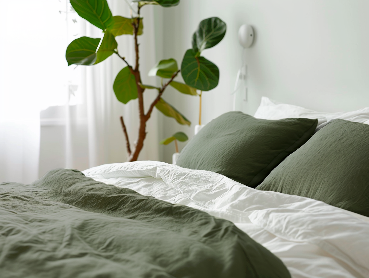 Couvre-lit olive foncé