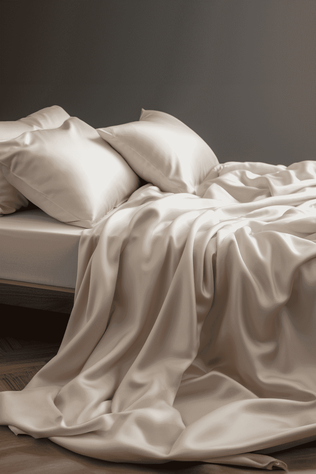 Parure de draps en satin chocolat noir