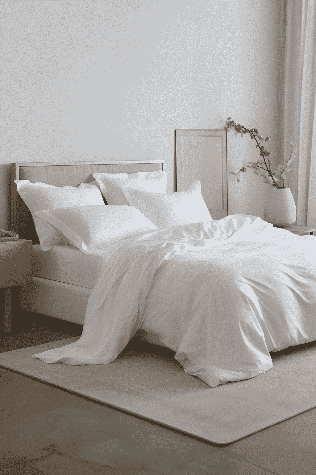 Ensemble de taies d'oreiller ou de couvre-oreillers en satin blanc