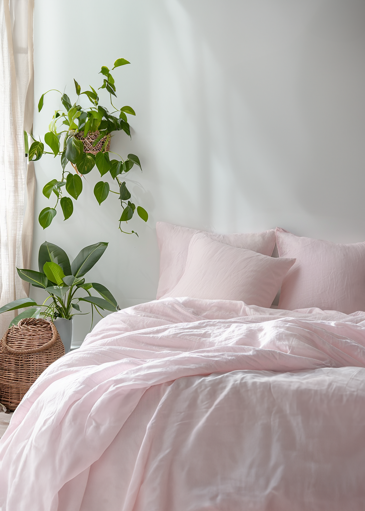 Couvre-lit rose clair