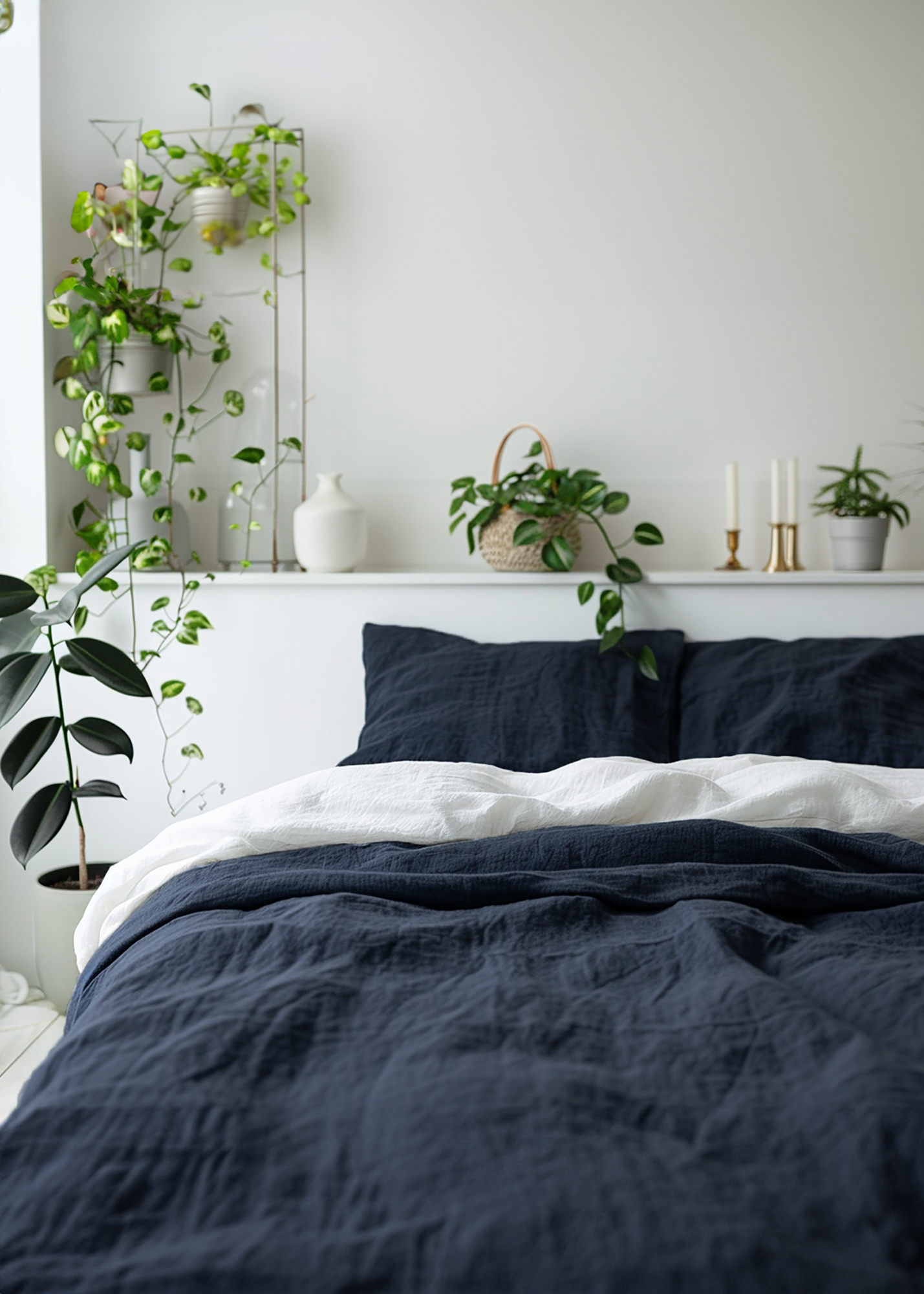 Couvre-lit bleu marine