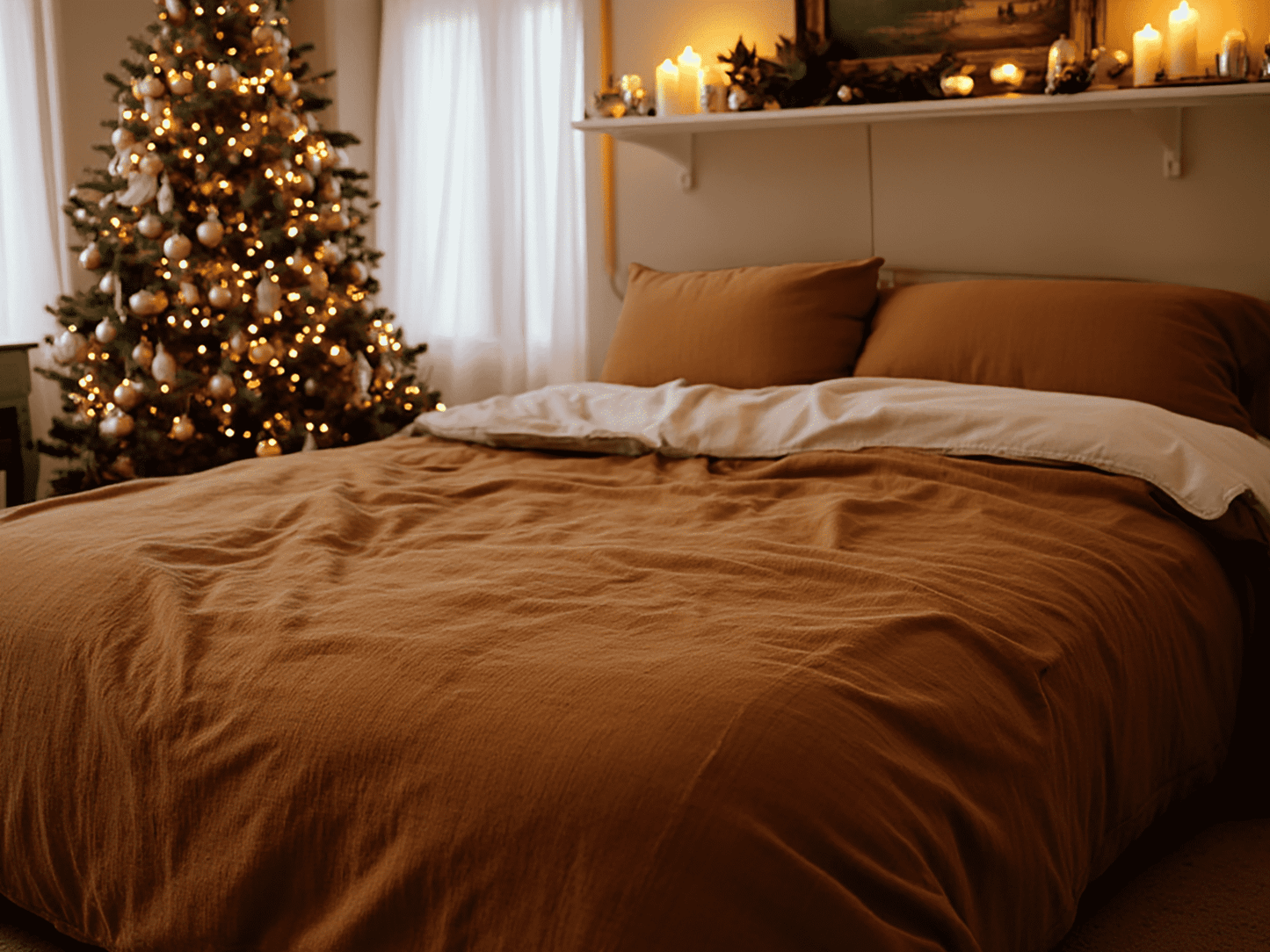 Christmas cinnamon linen duvet cover
