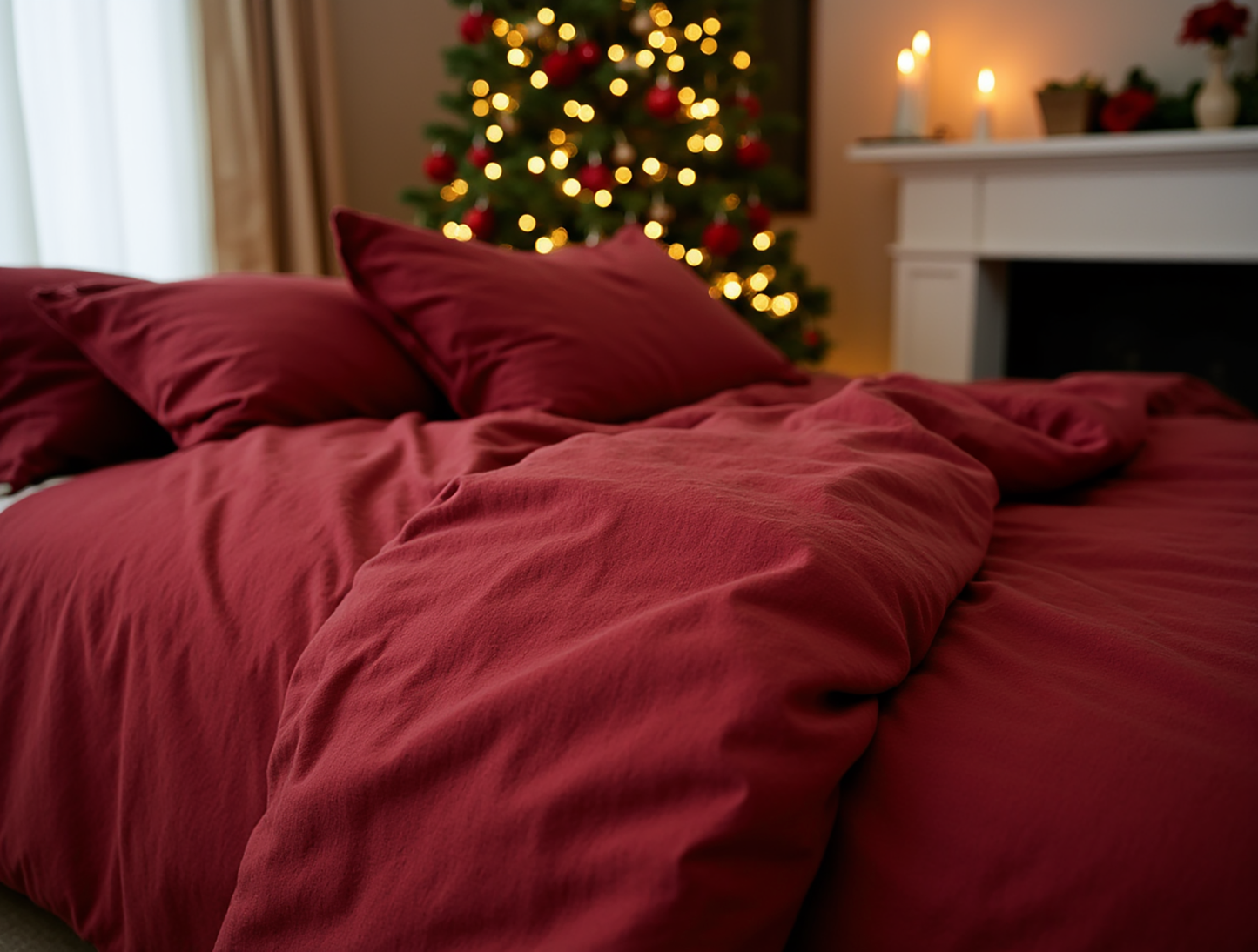 Christmas terracotta linen pillowcase