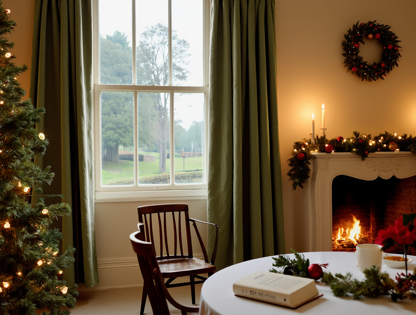 Christmas dark olive blackout curtains
