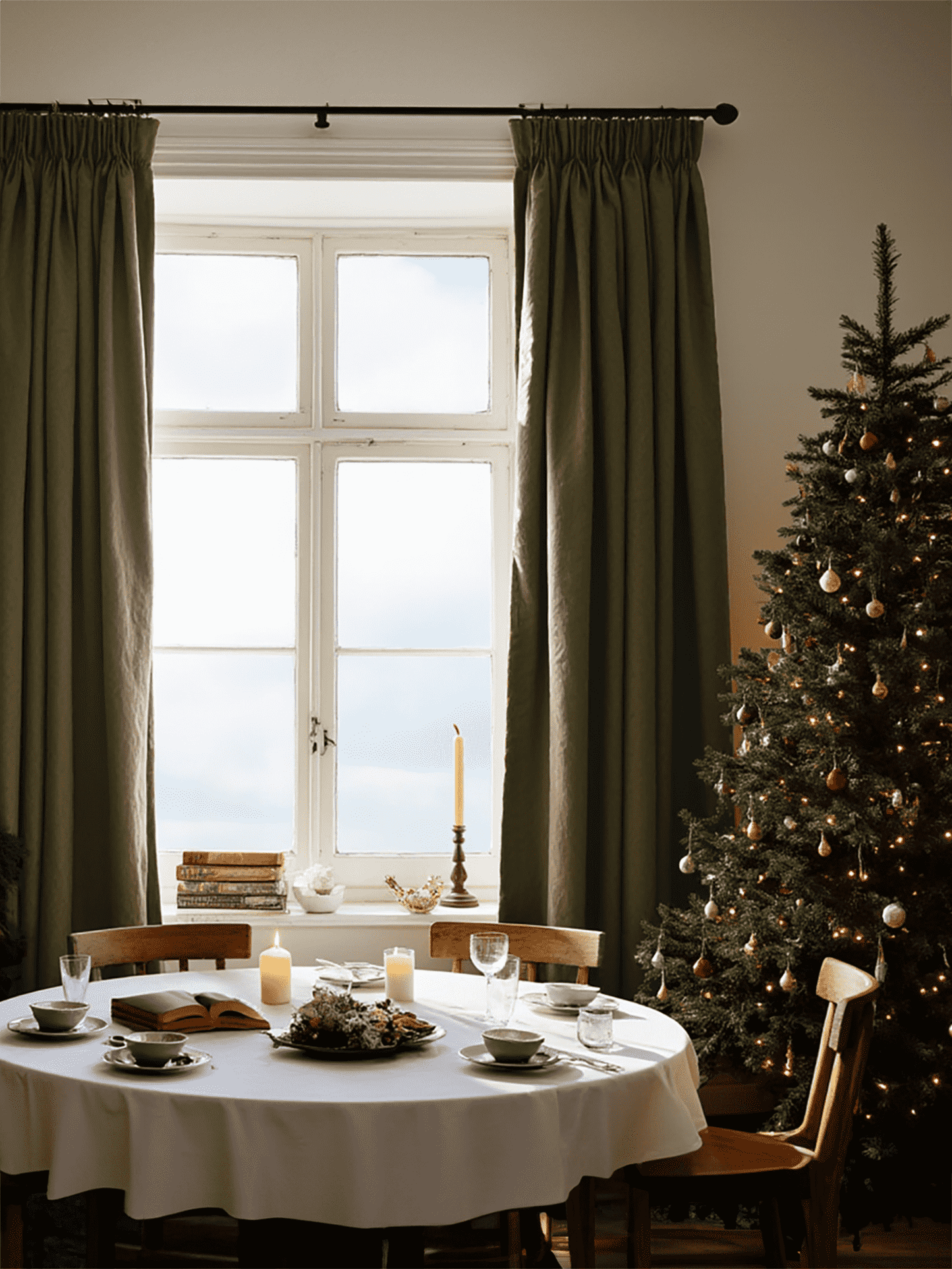 Christmas dark olive blackout curtains
