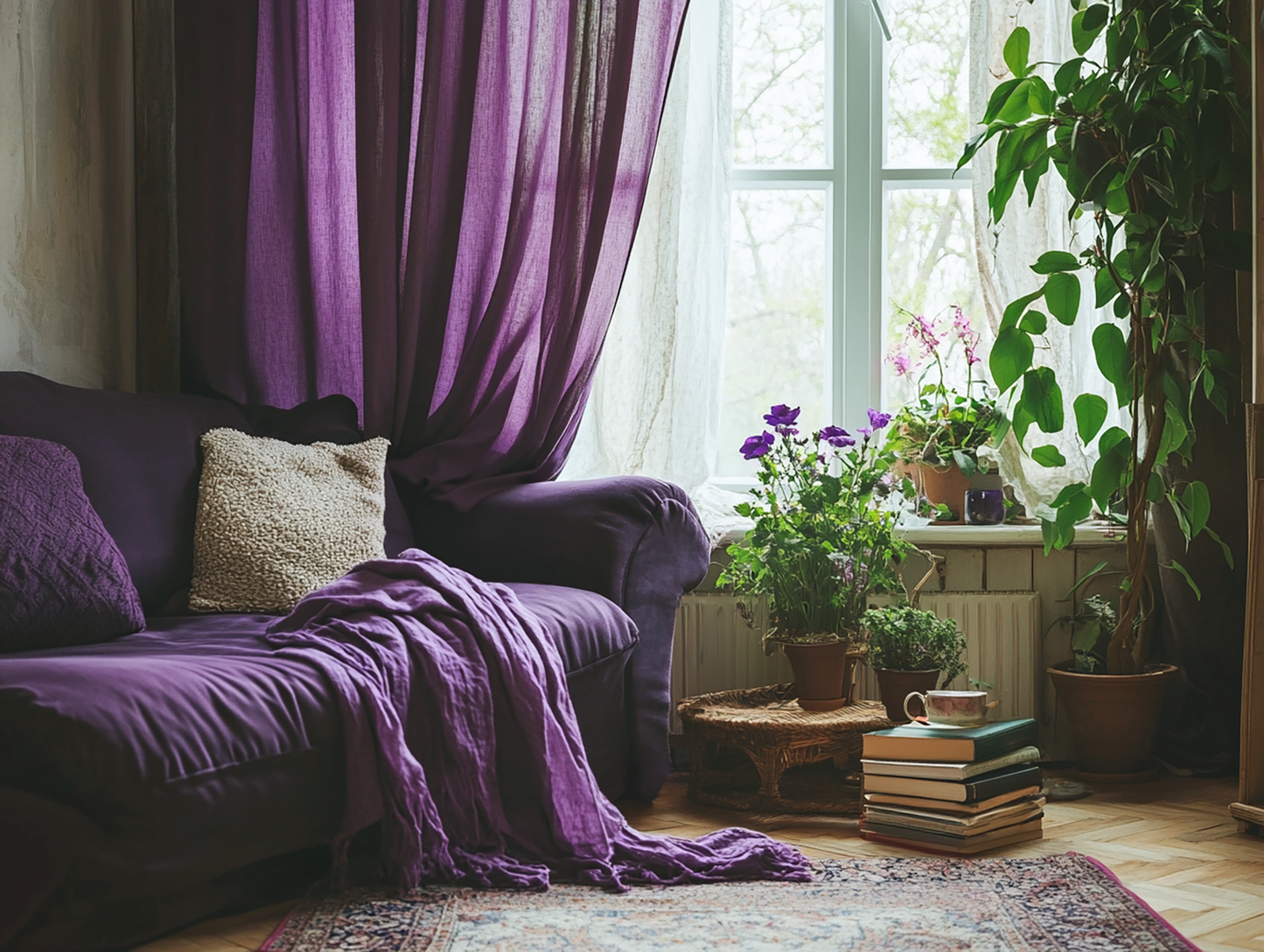 Deep purple blackout curtains