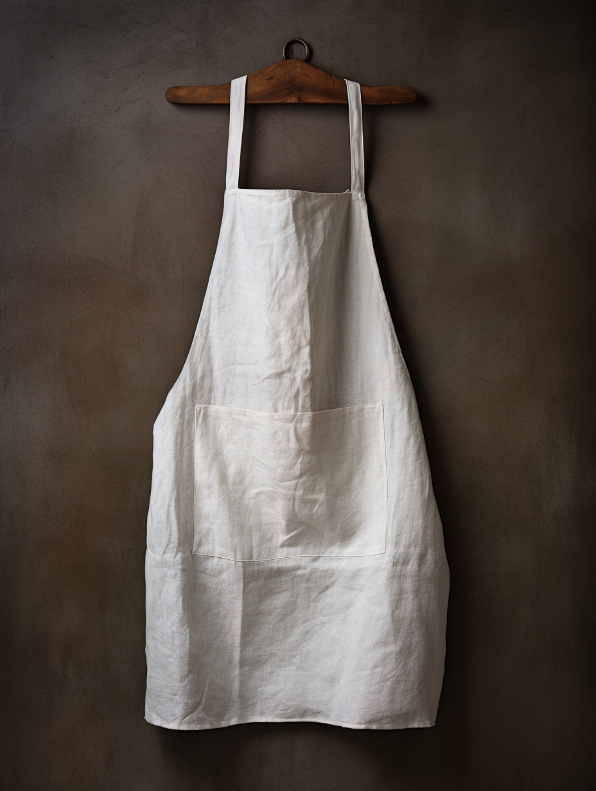 Black linen adjustable apron with belt Natural flax apron with large front pocket Unisex pure softened linen kitchen apron Custom sizes