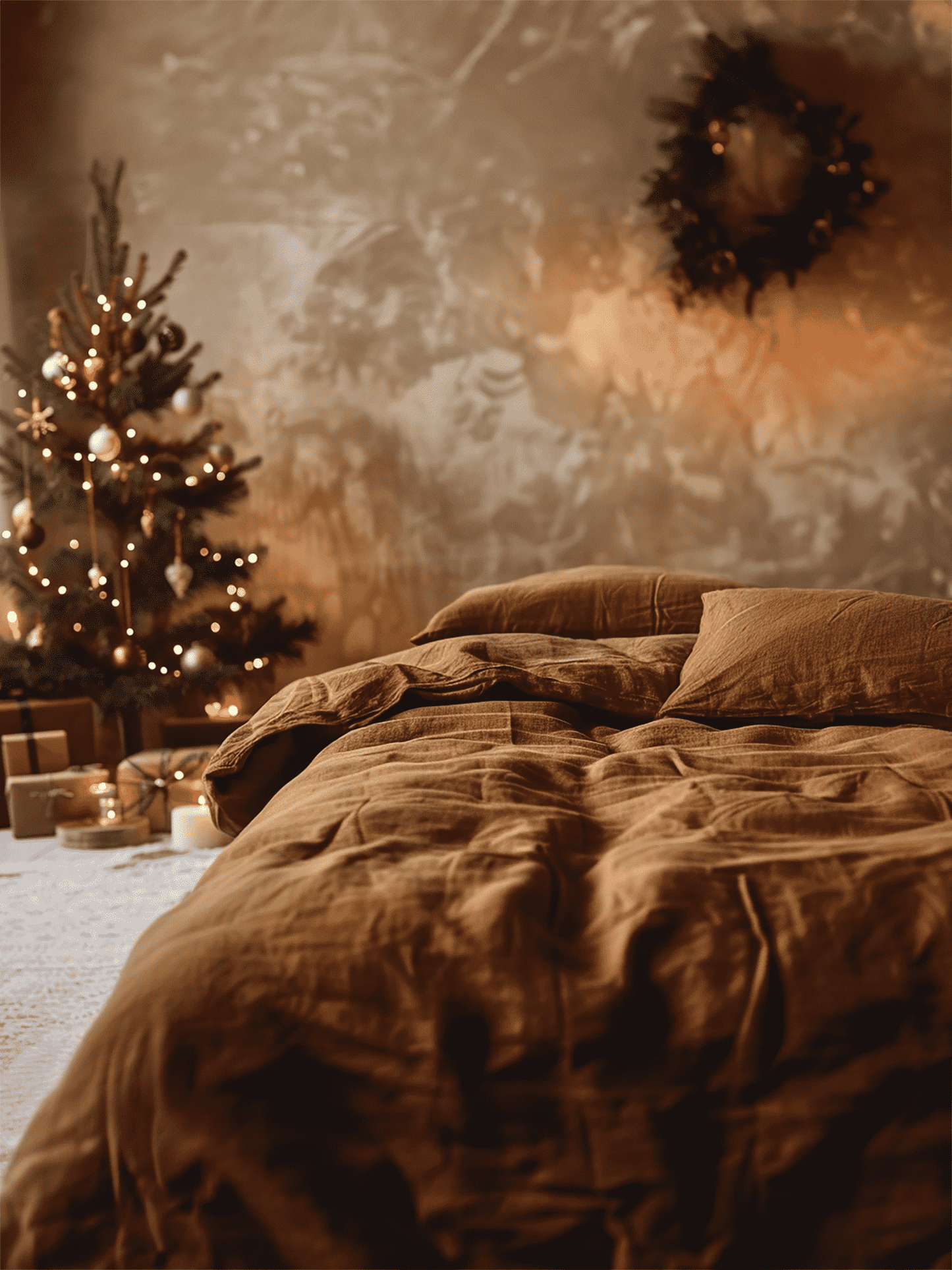 Christmas cinnamon linen pillowcase
