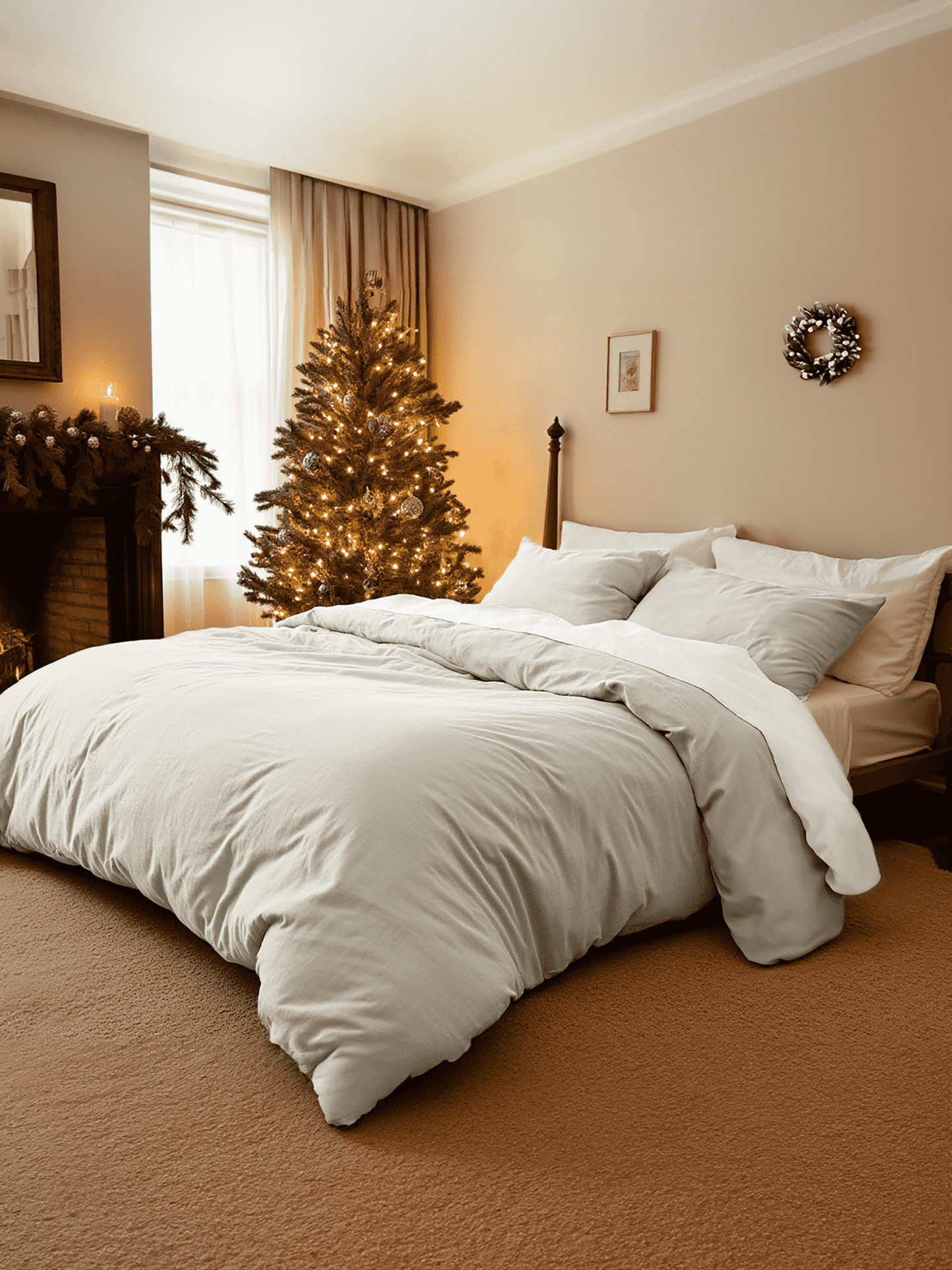 Housse de couette de Noël en lin non teint