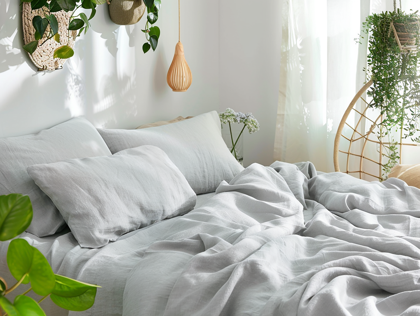 Ensemble de draps gris clair