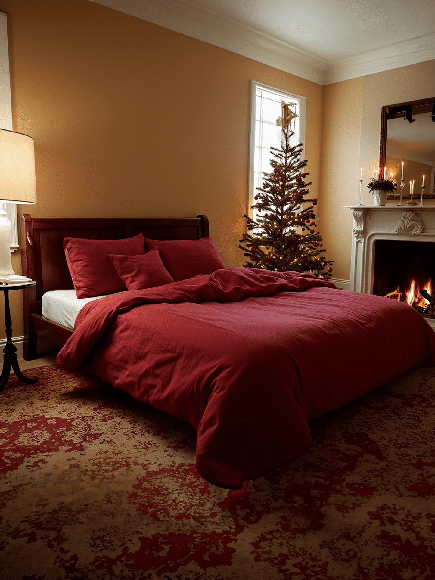 Housse de couette en lin terracotta de Noël