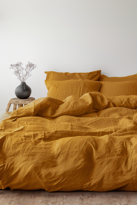 Ochre linen pillowcase