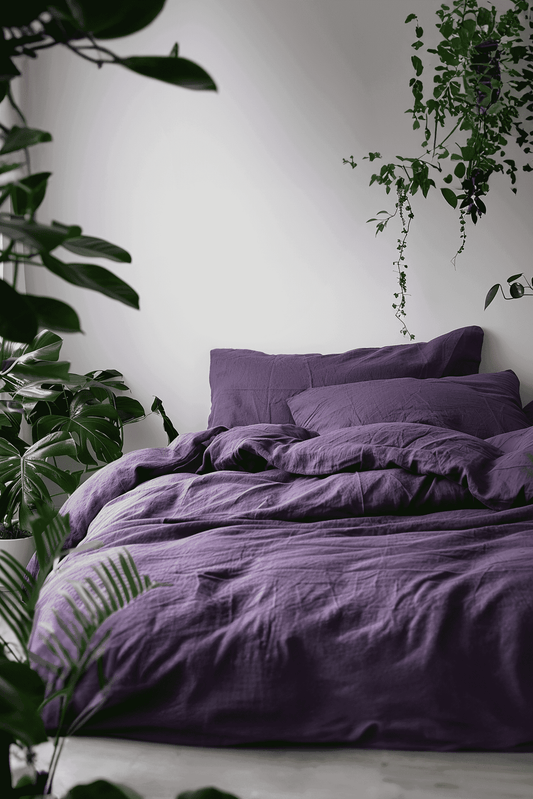 Deep purple linen pillowcase