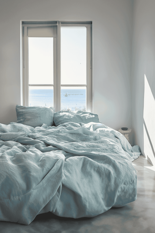 Housse de couette et 2 taies d'oreiller en lin de mer