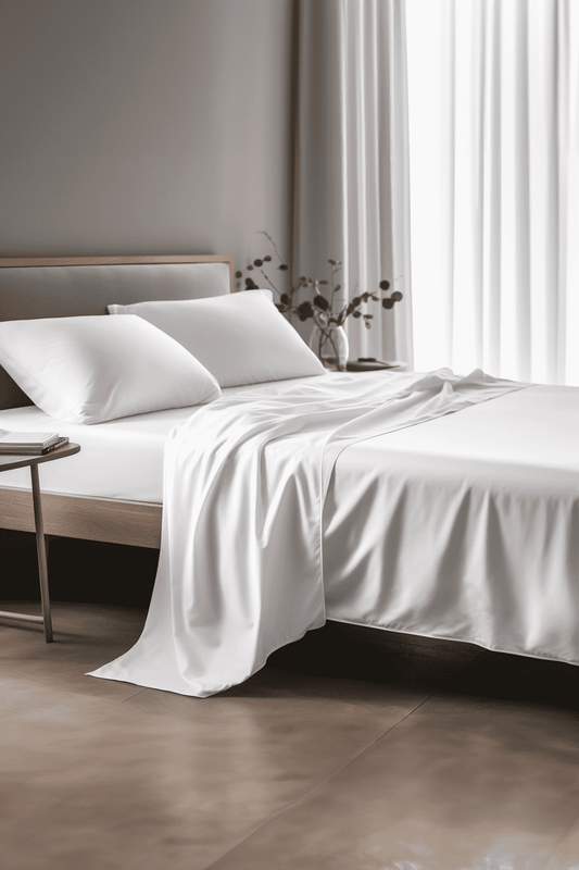 Parure de draps en satin blanc