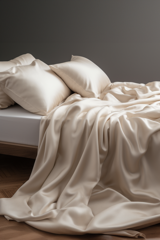 Beige satin sheet set