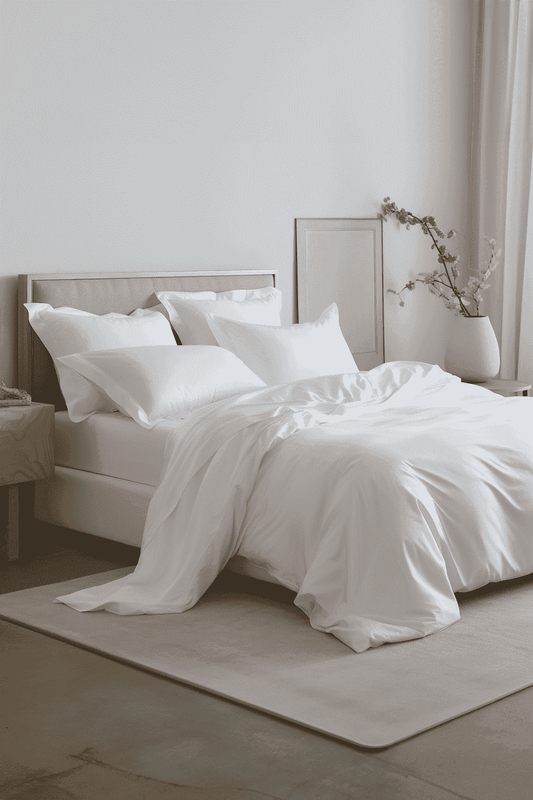 White satin pillow cases or shams set