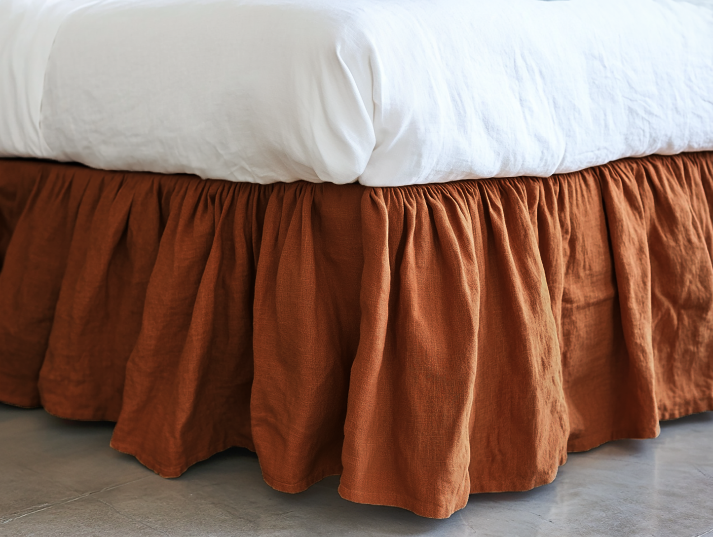 Cinnamon ruffled bed skirt