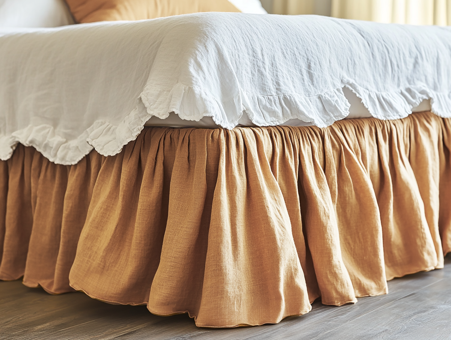 Clay ruffled bed skirt