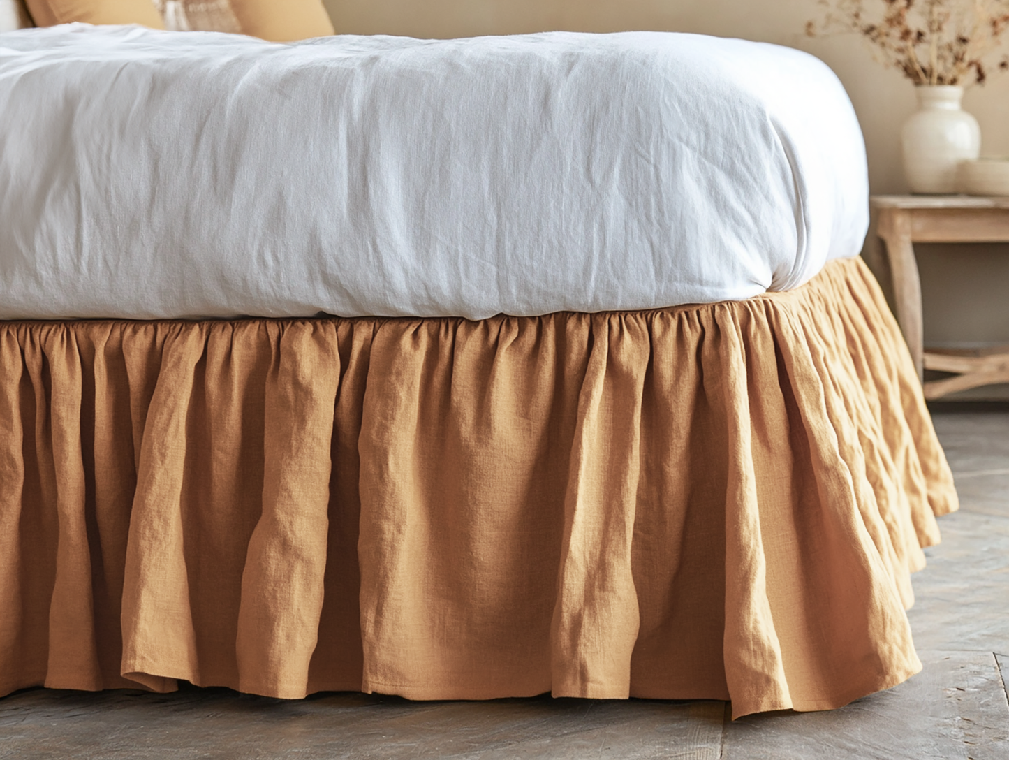 Clay ruffled bed skirt