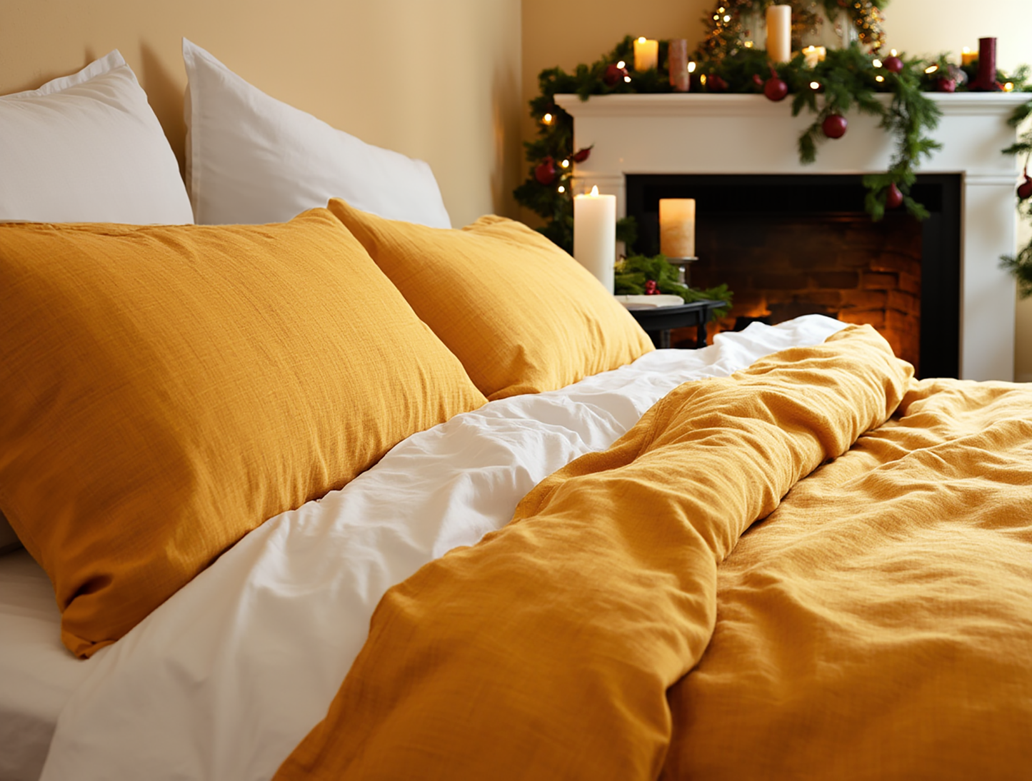 Christmas curry linen duvet cover