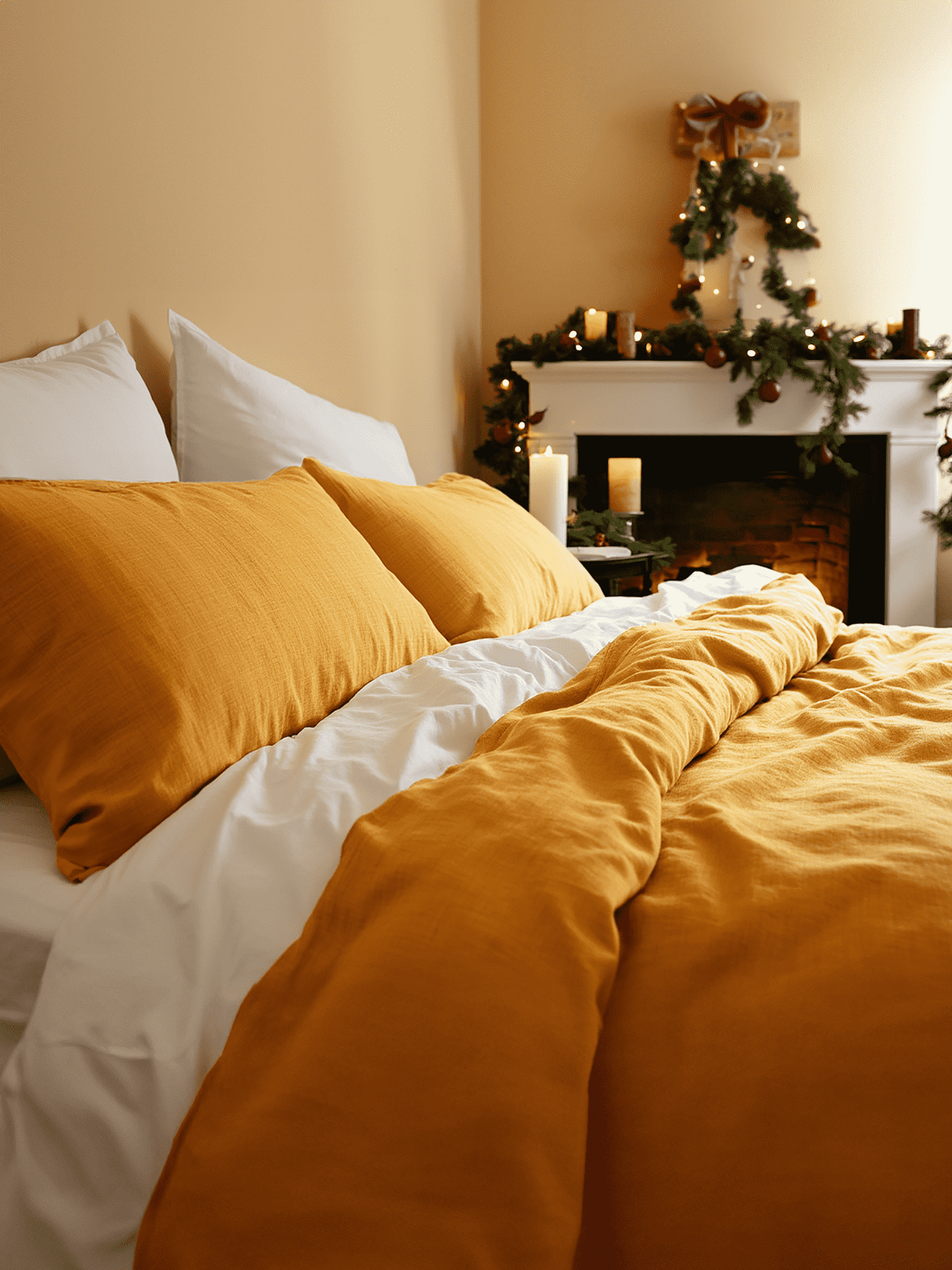 Christmas curry linen pillowcase