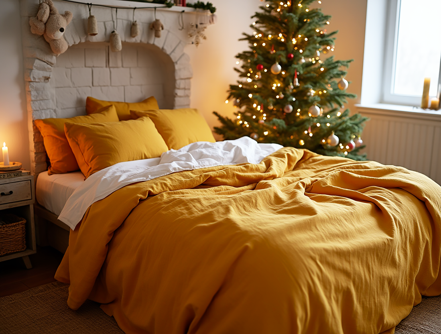 Christmas curry linen pillowcase
