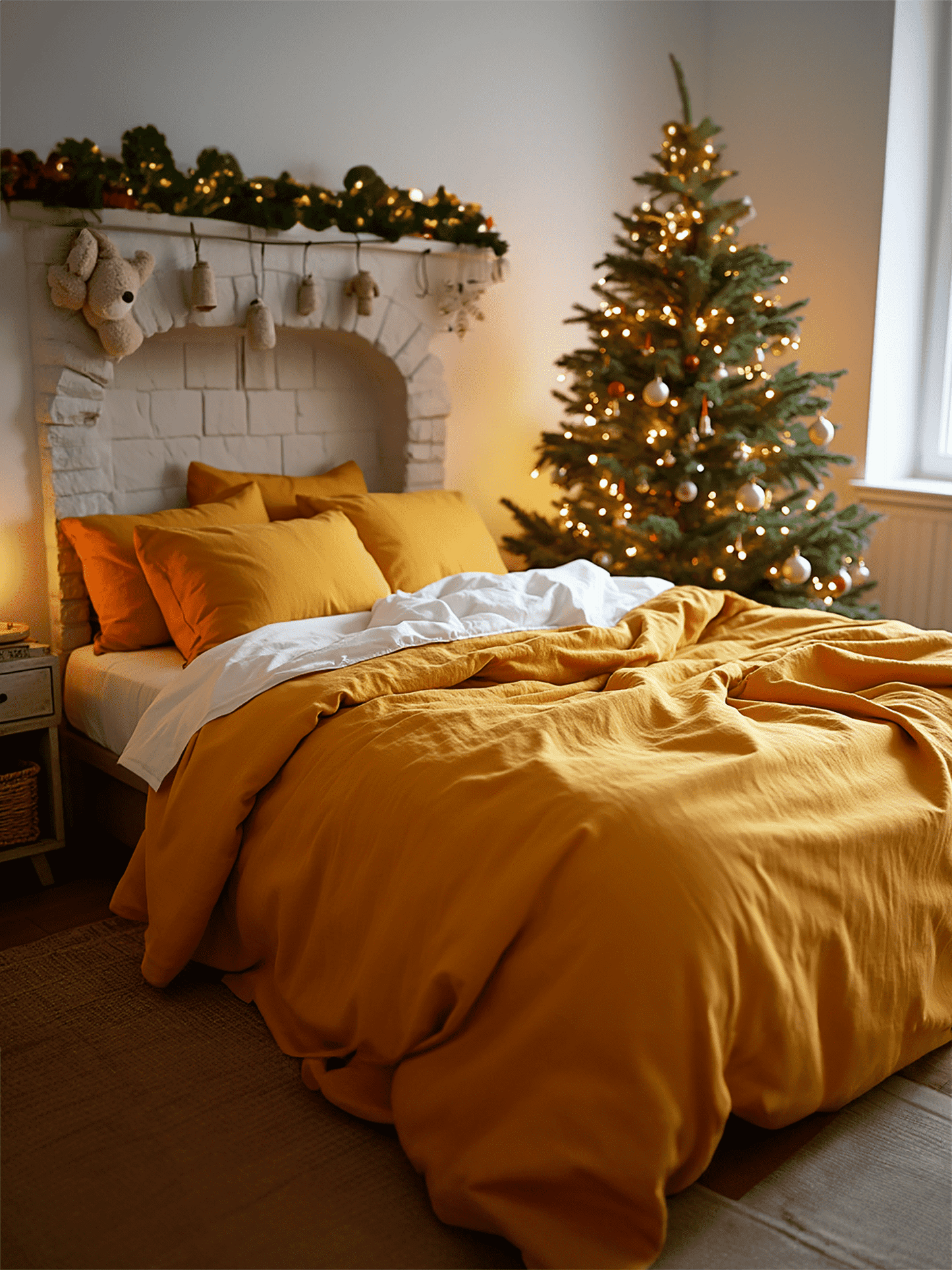 Christmas curry linen duvet cover