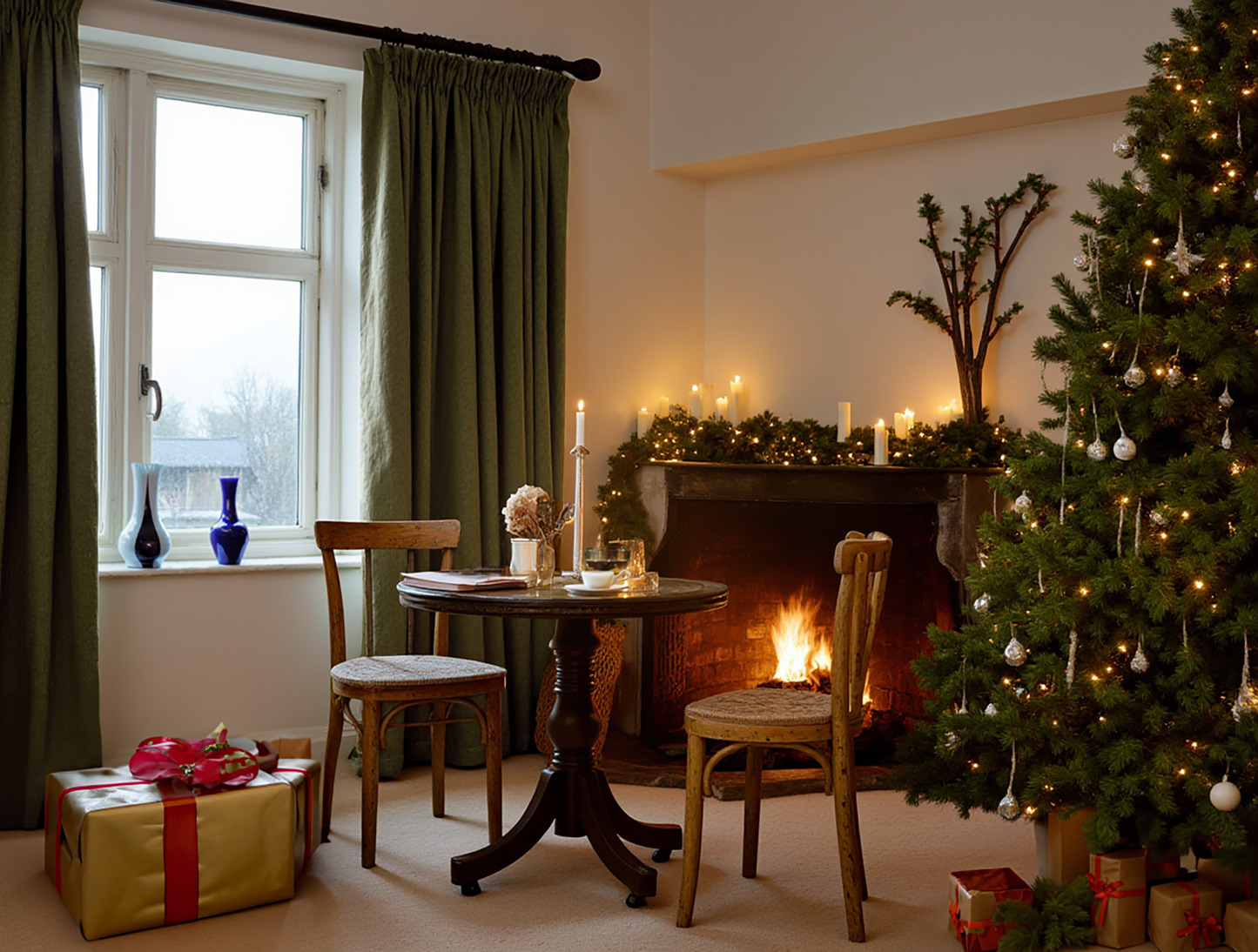 Christmas dark olive curtains