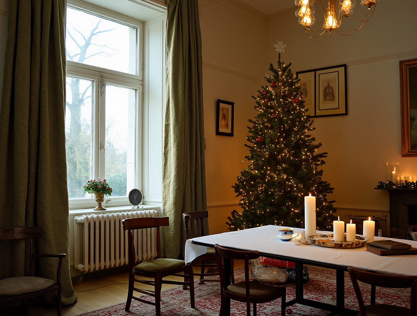 Christmas dark olive curtains