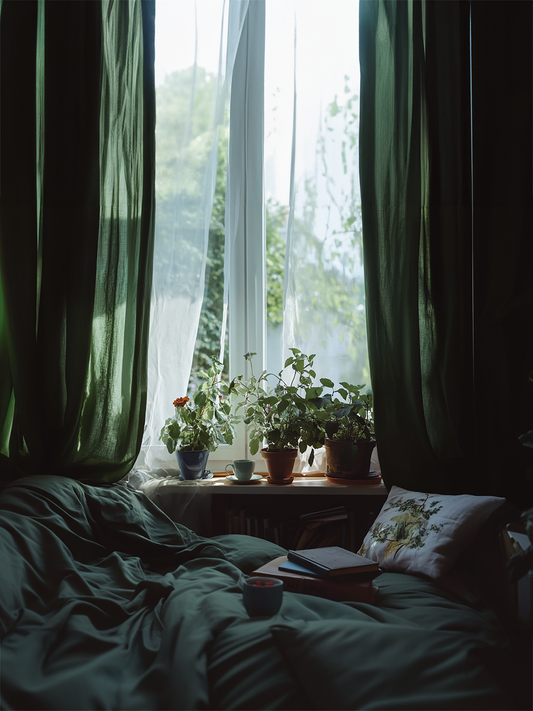 Dark olive curtains