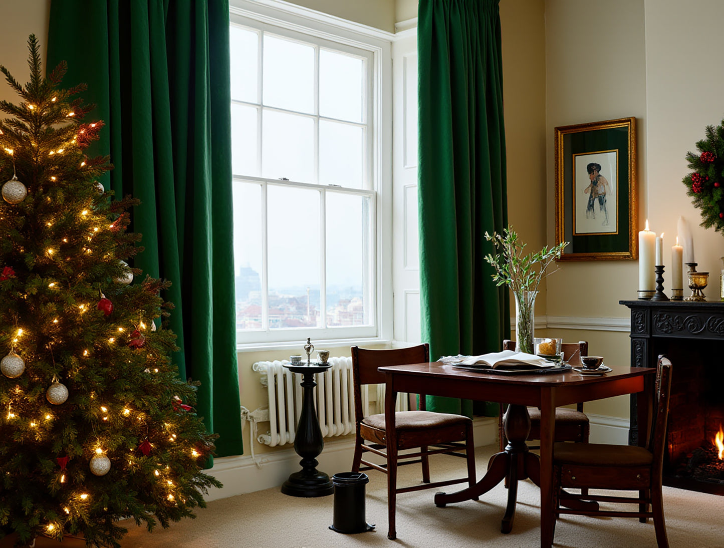 Christmas emerald curtains