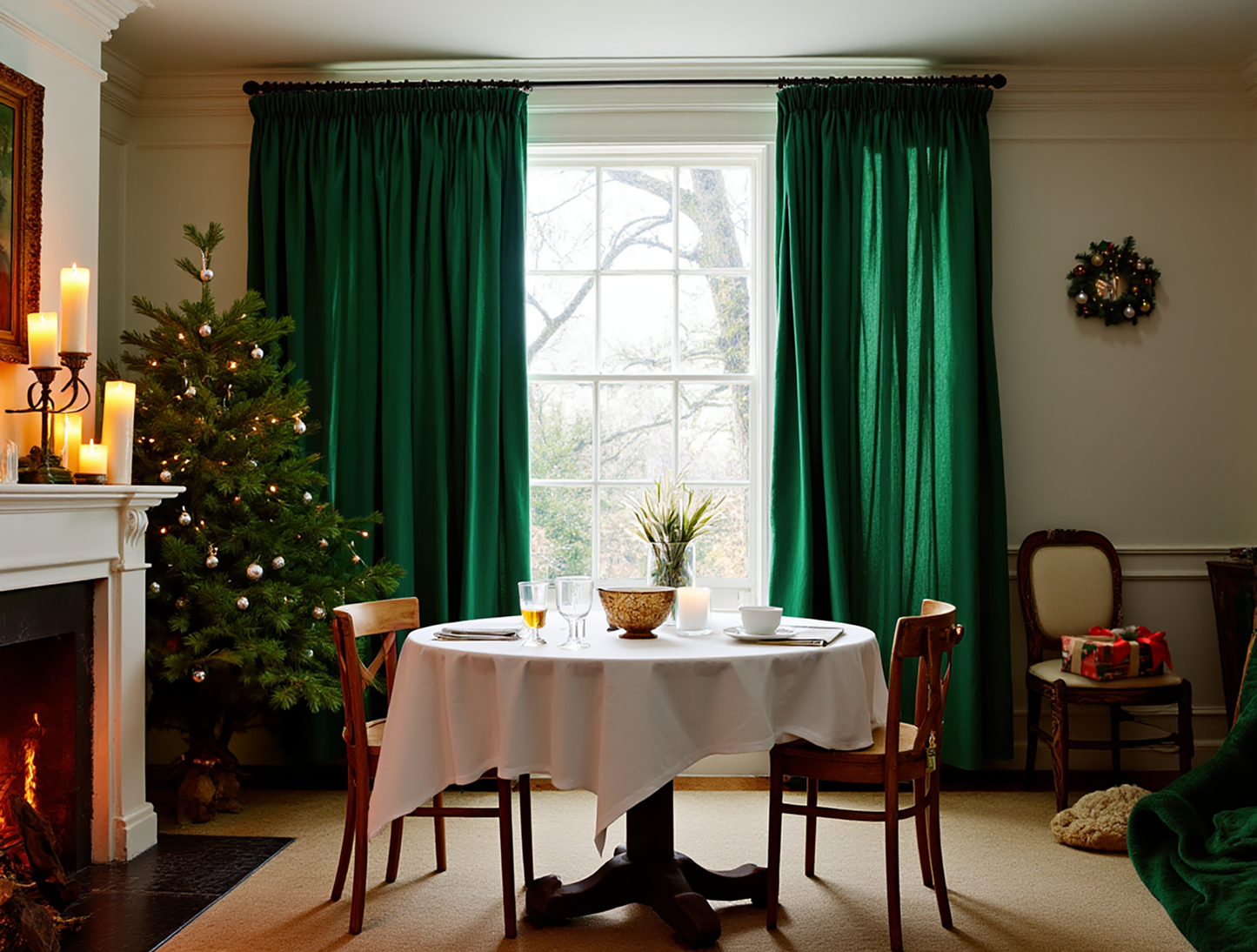 Christmas emerald curtains