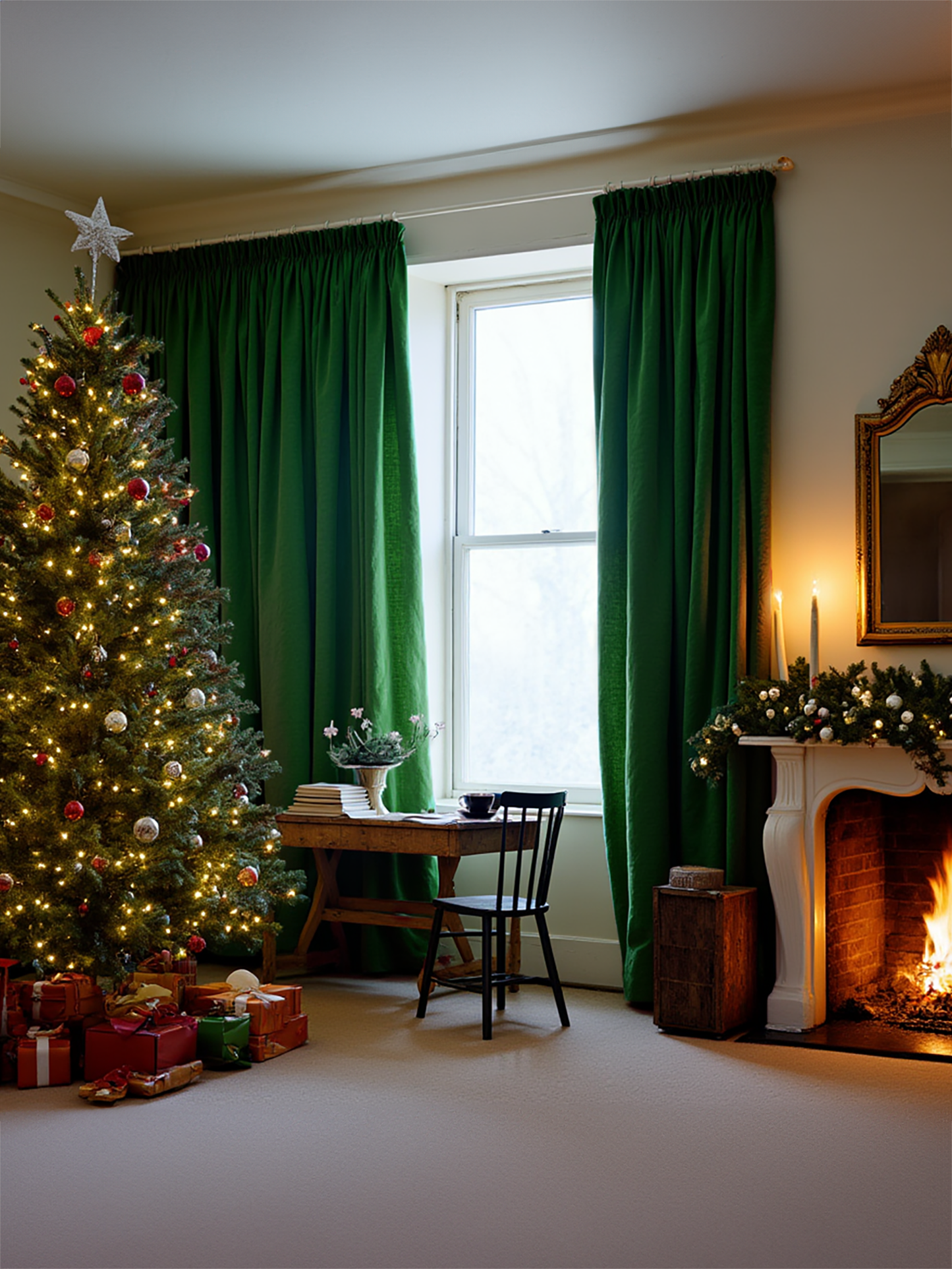 Christmas emerald curtains