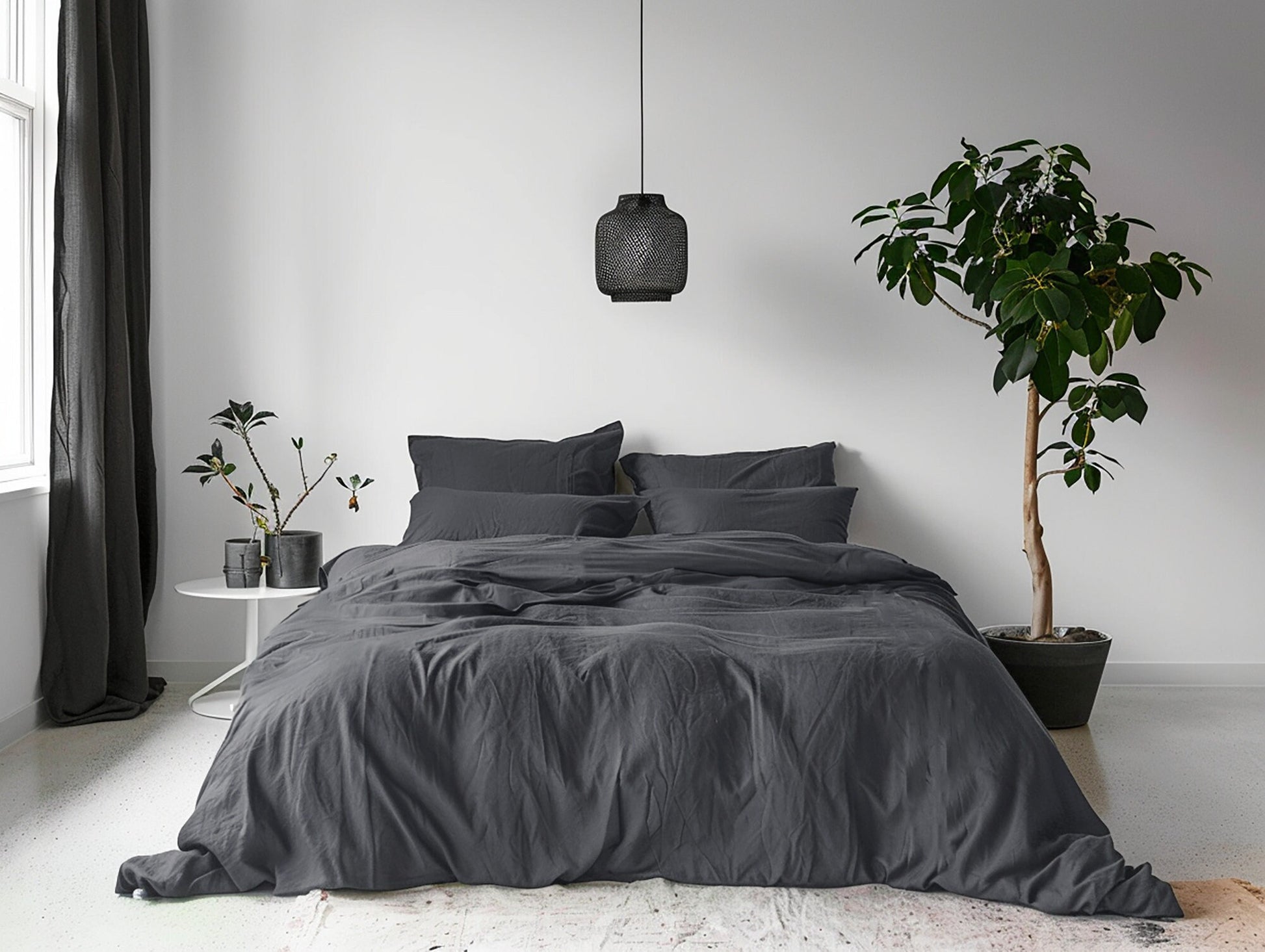 Graphite linen pillowcase natural softened washed linen pillow covers Stonewashed thermoregulating Standard King Queen Square size