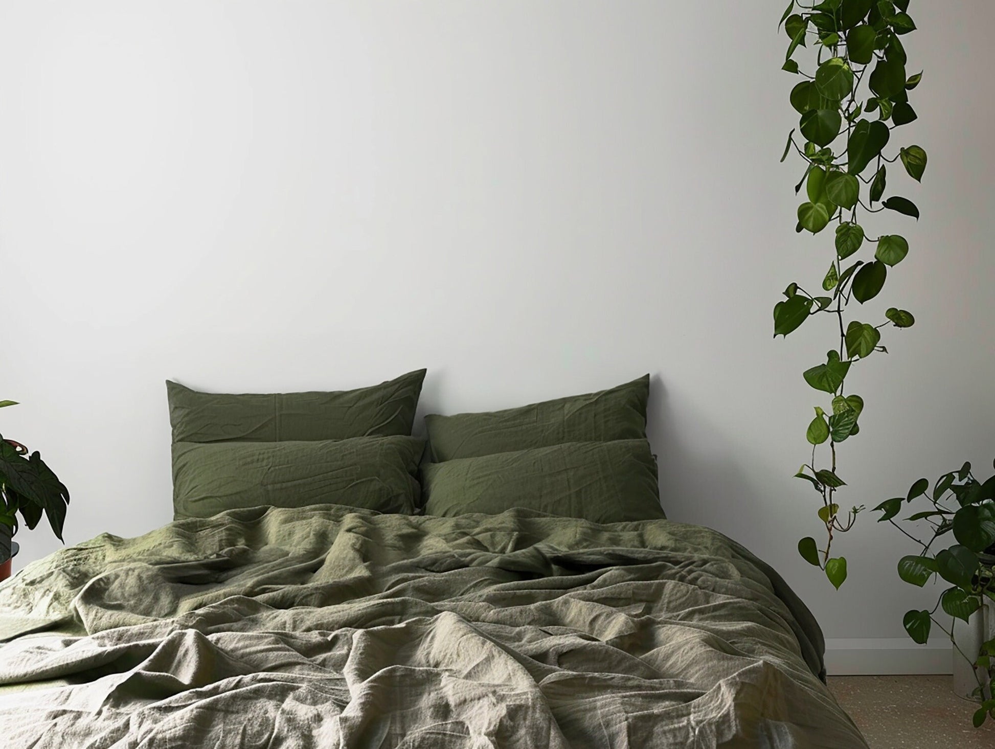 Moss linen pillowcase natural softened washed linen pillow covers Stonewashed thermoregulating Standard King Queen Square size