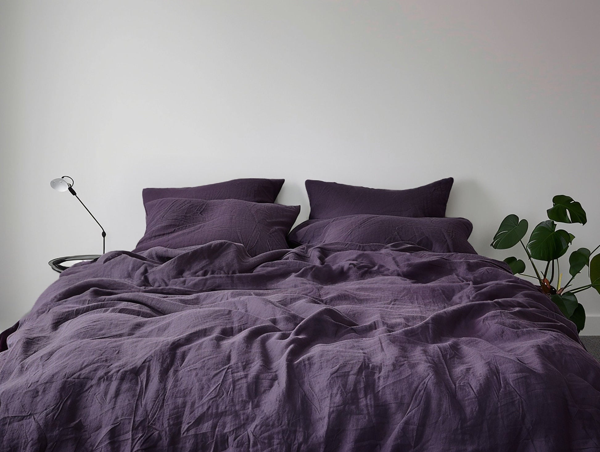 Amethyst linen pillowcase natural softened washed linen pillow covers Stonewashed thermoregulating Standard King Queen Square size