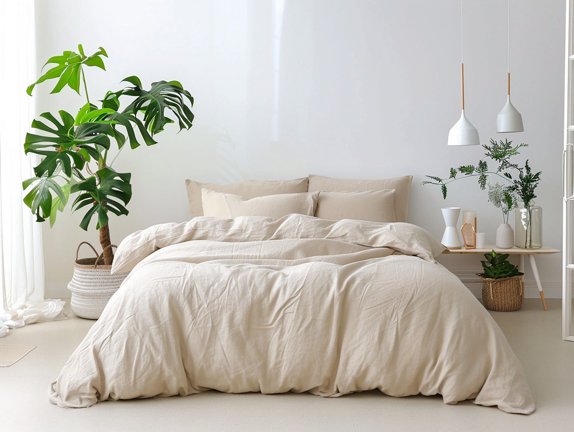 Sand linen pillowcase natural softened washed linen pillow covers Stonewashed thermoregulating Standard King Queen Square size