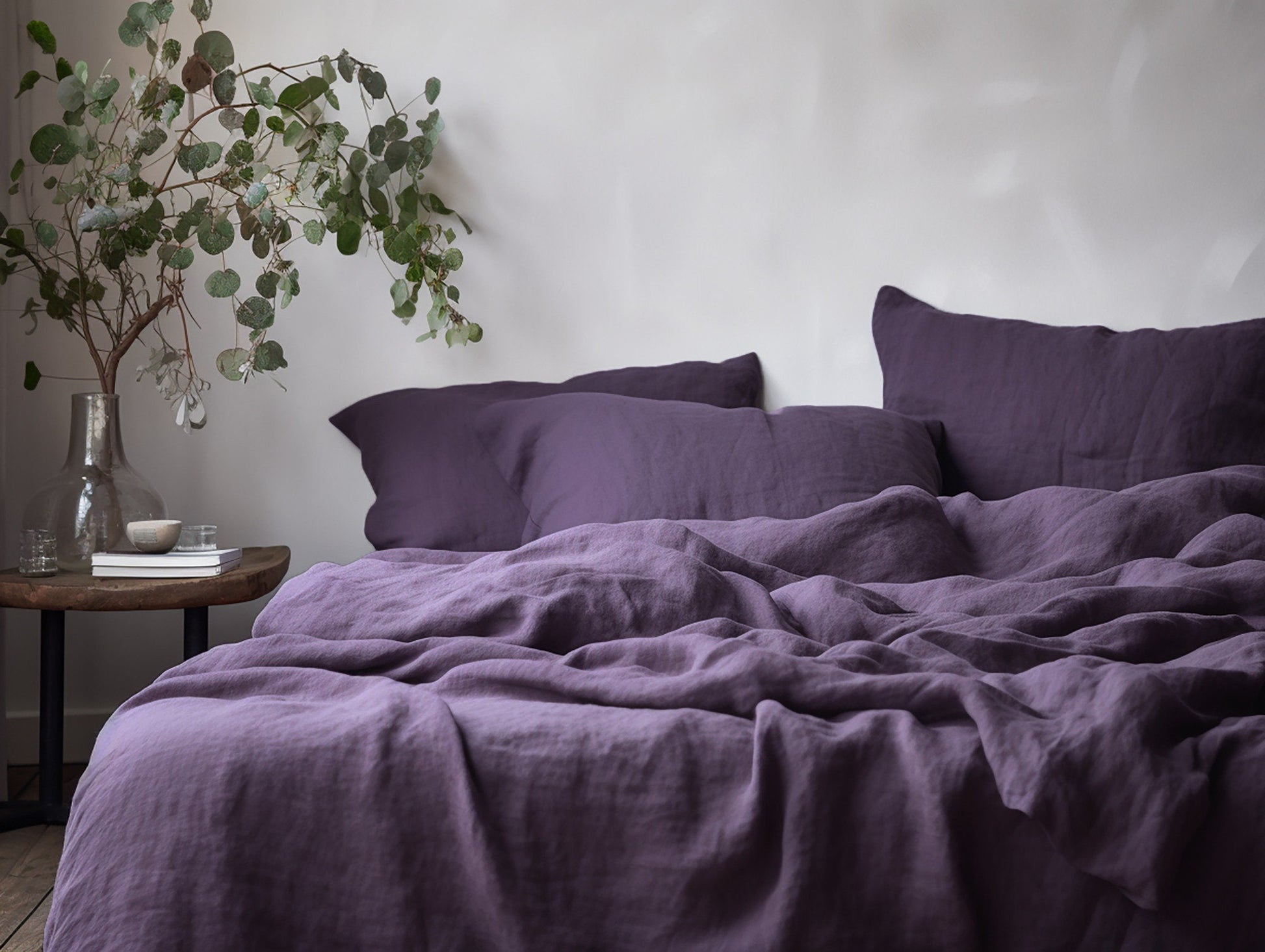 Amethyst linen pillowcase natural softened washed linen pillow covers Stonewashed thermoregulating Standard King Queen Square size